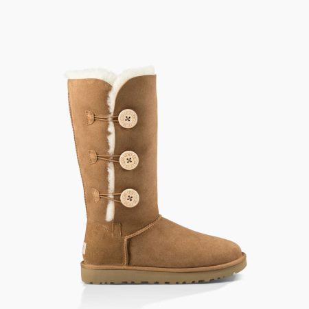 UGG Bailey Button Triplet II Brown Boots for Women (RWZX78145)